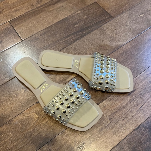 Zara Studded Flat Sandals-EU 37 - Picture 1 of 3